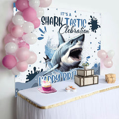 Lofaris Its Shark Tastic Clebration Happy Birthday Backdrop