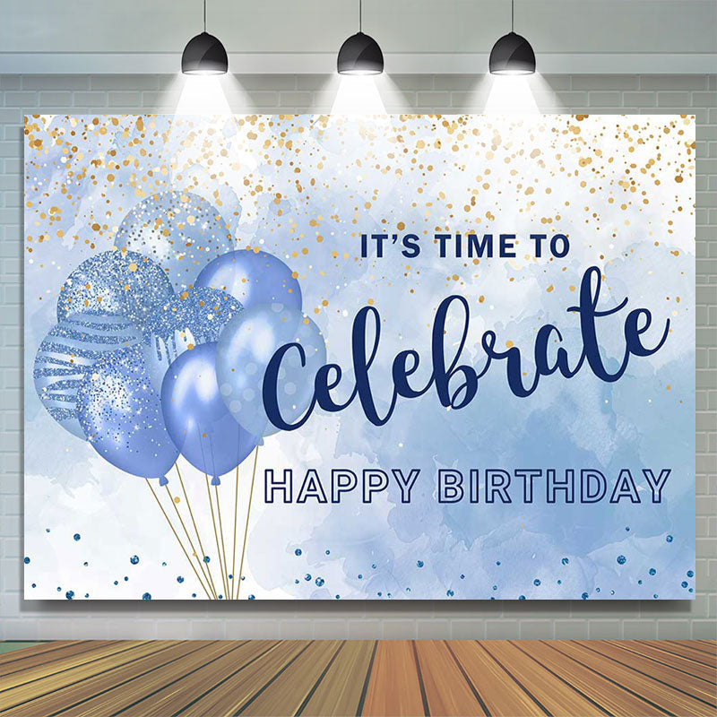 Lofaris Its Time To Celebrate Blue Balloon Birthday Backdrop