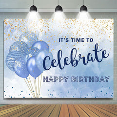 Lofaris Its Time To Celebrate Blue Balloon Birthday Backdrop