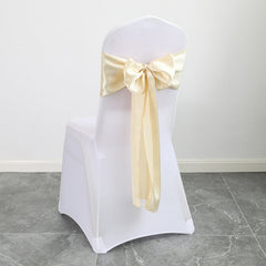 Lofaris Ivory Satin Universal Banquet Chair Sashes Bows