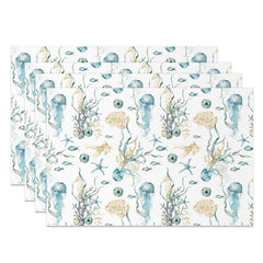 Lofaris Jellyfish Corals Starfish Repeat Set Of 4 Placemats