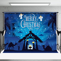 Lofaris Jesus Birth Blue Night Shed Merry Christmas Backdrop