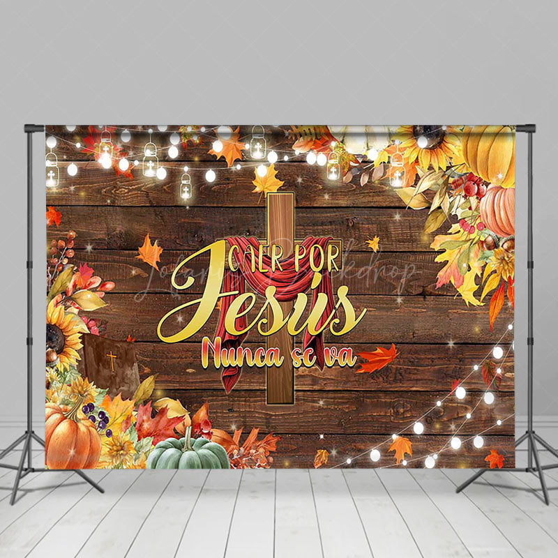 Lofaris Jesus Nunca Se Va Maple Wooden Thanksgiving Backdrop