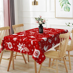 Lofaris Jingle Bell Candy Cane Snow Red Christmas Tablecloth