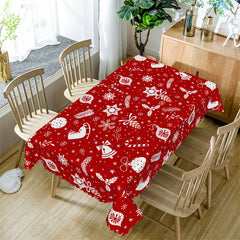 Lofaris Jingle Bell Candy Cane Snow Red Christmas Tablecloth