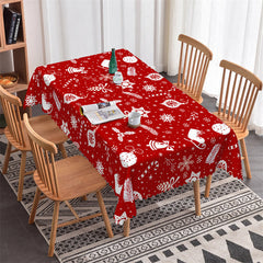 Lofaris Jingle Bell Candy Cane Snow Red Christmas Tablecloth