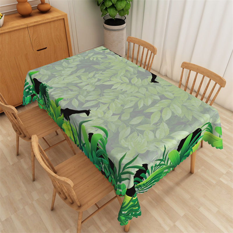 Lofaris Jungle Green Leaves Pattern Rectangle Tablecloth