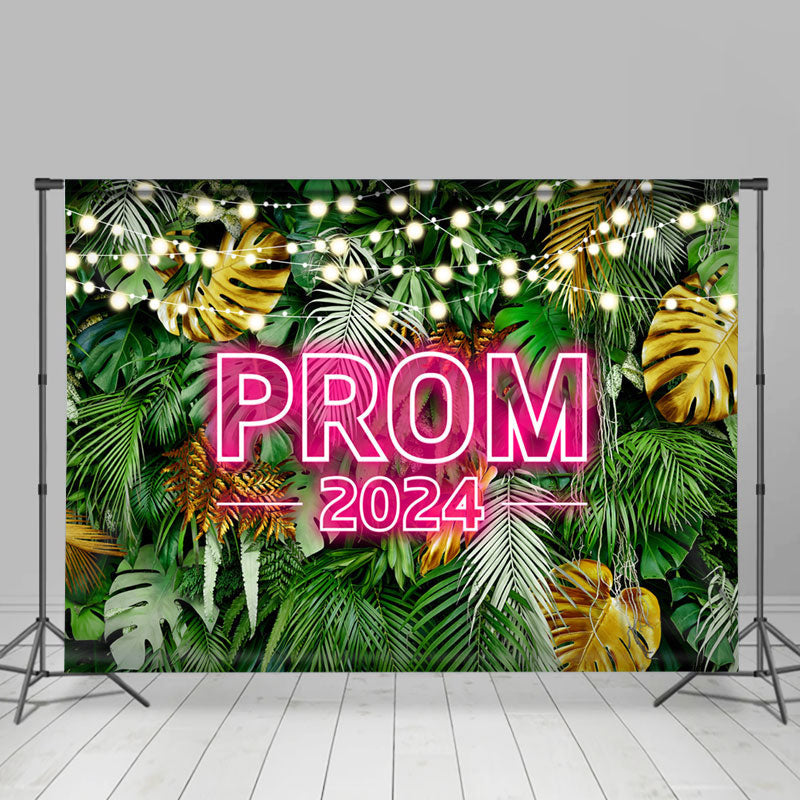 Lofaris Jungle Green Leaves Plant Lights Prom Party Backdrop