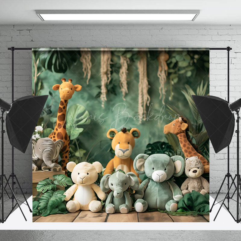 Lofaris Jungle Monstera Safari Animal Doll Photo Backdrop