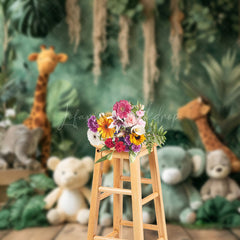 Lofaris Jungle Monstera Safari Animal Doll Photo Backdrop