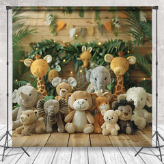 Lofaris Jungle Safari Animal Doll Wooden Backdrop For Photo