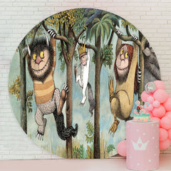 Lofaris Jungle Wild Animals Trees Circle Backdrop For Party