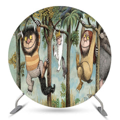 Lofaris Jungle Wild Animals Trees Circle Backdrop For Party