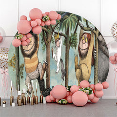 Lofaris Jungle Wild Animals Trees Circle Backdrop For Party