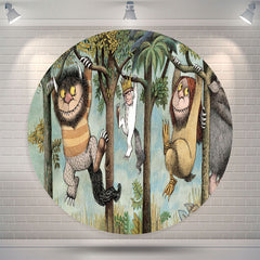 Lofaris Jungle Wild Animals Trees Circle Backdrop For Party