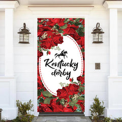 Lofaris Kentucky Derby Dark Red Rose Horse Racing Door Cover