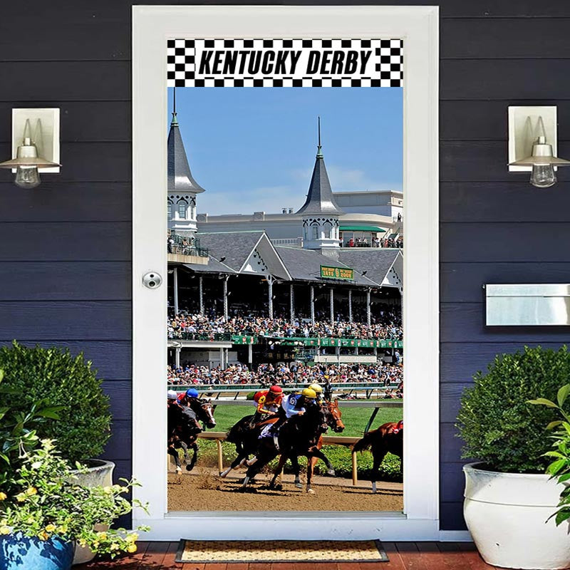 Lofaris Kentucky Derby Fierce Horse Racing Scene Door Cover