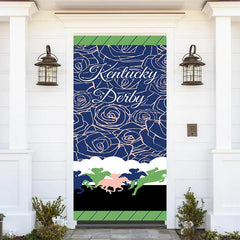 Lofaris Kentucky Derby Horse Pink Rose Lines Blue Door Cover