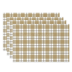 Lofaris Khaki Checkred Plaid Line Vintage Set Of 4 Placemats