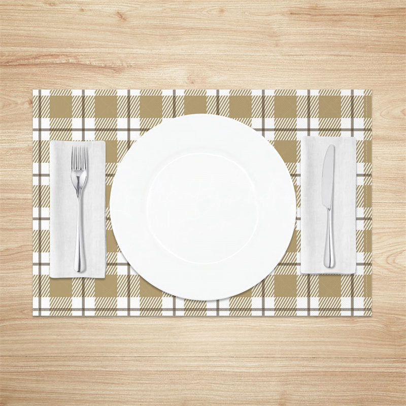 Lofaris Khaki Checkred Plaid Line Vintage Set Of 4 Placemats