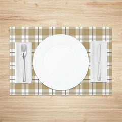 Lofaris Khaki Checkred Plaid Line Vintage Set Of 4 Placemats