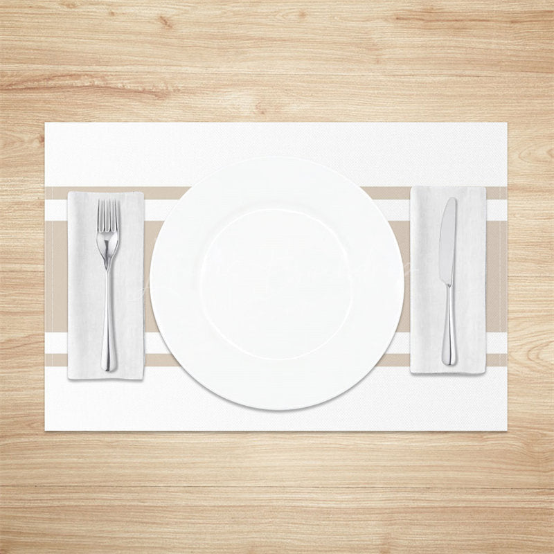 Lofaris Khaki Lines Rectangle Set Of 4 Placemats For Dinner