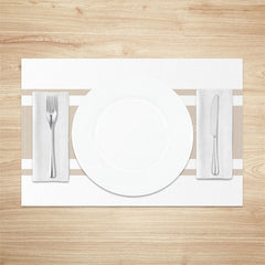 Lofaris Khaki Lines Rectangle Set Of 4 Placemats For Dinner