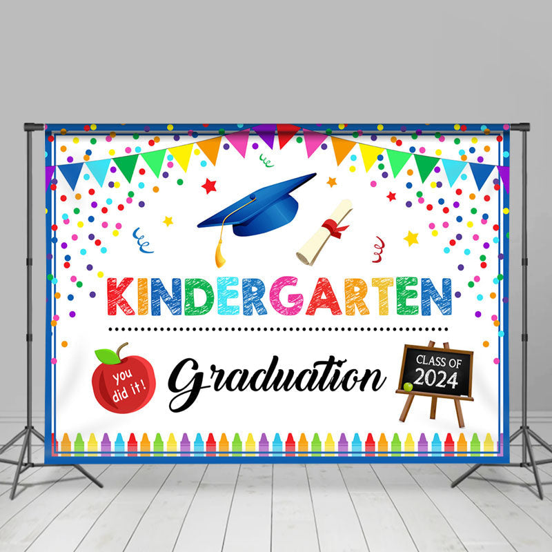 Lofaris Kindergarten Colorful Crayon Dot Graduation Backdrop