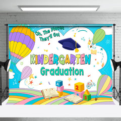 Lofaris Kindergarten Hot Air Balloon Kid Graduation Backdrop