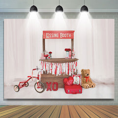 Lofaris Kissing Booth Tricycle Teddy Valentines Day Backdrop