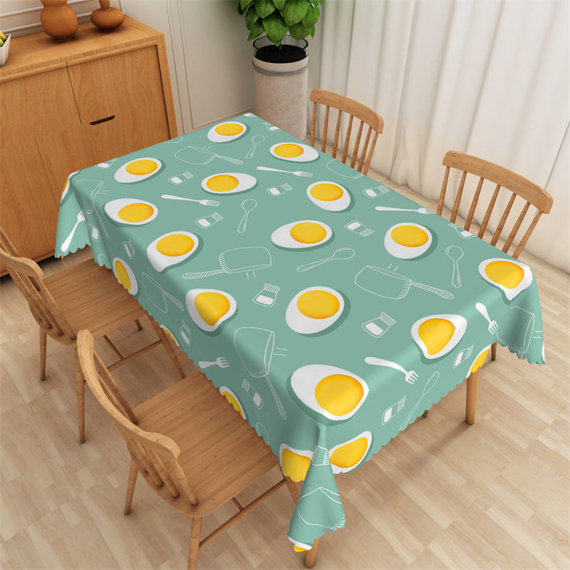 Lofaris Kitchen Elements Egg Pot Green Rectangle Tablecloth