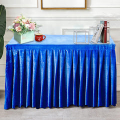 Lofaris Lake Blue Fitted Velvet Rectangle Table Skirts Cover