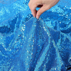 Lofaris Lake Blue Sequin Glitter Rectangle Banquet Tablecloth