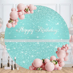 Lofaris Lake Blue Sparkling Pearls Circle Birthday Backdrop