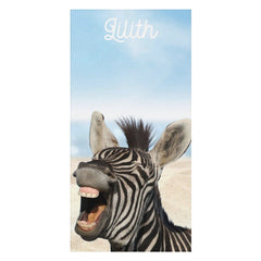 Lofaris Laughing Zebra Sand Bokeh Blue Sky Custom Beach Towel