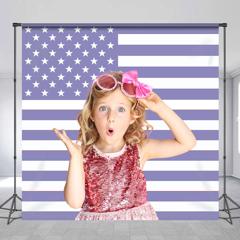 Lofaris Lavender American Flag Custom Photo Backdrop For Kid