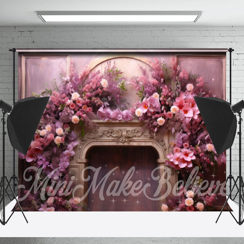 Lofaris Lavender Blossom Retro Wall Fireplace Photo Backdrop