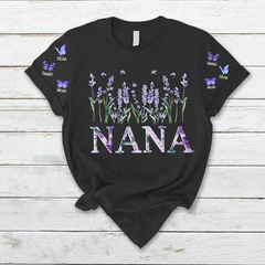 Lofaris Lavender Nana And Kids Names Mothers Day T-Shirt