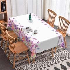 Lofaris Lavender Purple Flower Butterflies Kitchen Tablecloth