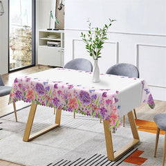 Lofaris Lavender Purple Flower Butterflies Kitchen Tablecloth