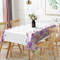 Lofaris Lavender Purple Flower Butterflies Kitchen Tablecloth