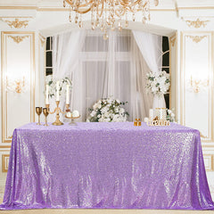 Lofaris Lavender Sequin Glitter Rectangle Banquet Tablecloth