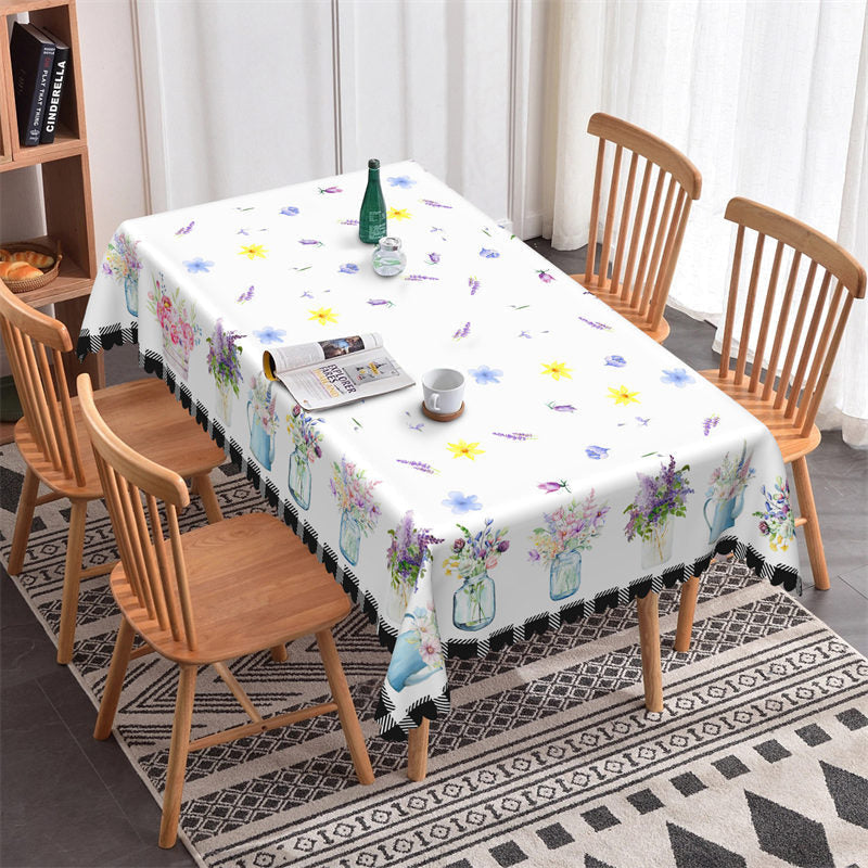 Lofaris Lavenders Bottle Flowers Repeat Dining Tablecloth