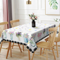 Lofaris Lavenders Bottle Flowers Repeat Dining Tablecloth