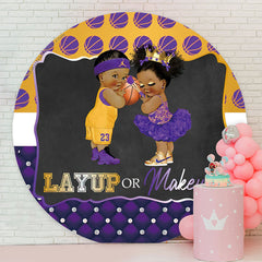 Lofaris Layup Or Mackup Round Gender Reveal Backdrop Cover