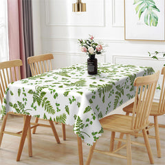 Lofaris Leafage Green White Decorative Rectangle Tablecloth