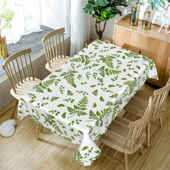 Lofaris Leafage Green White Decorative Rectangle Tablecloth