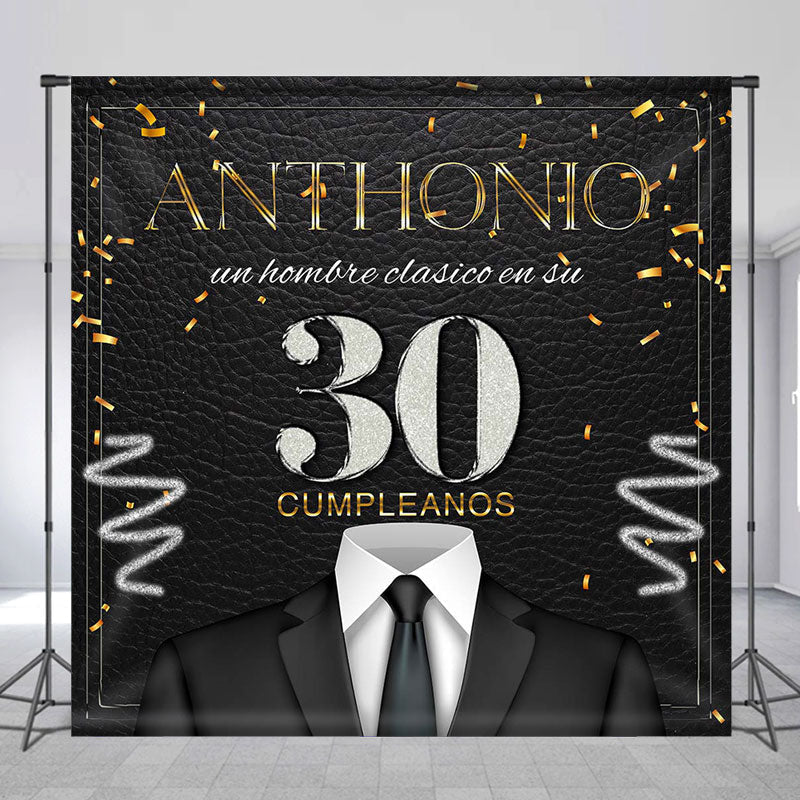 Lofaris Leather Texture Suit 30th Custom Man Birthday Backdrop