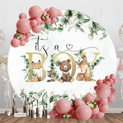 Lofaris Leaves Animals Round Baby Shower Backdrop For Boy