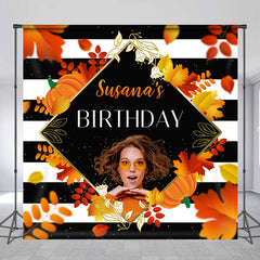 Lofaris Leaves Autumm Party Personalized Birthday Backdrop